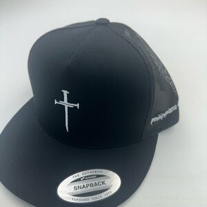 Cristian Cross Phil 413  embroidery on the side black on black snapback mesh